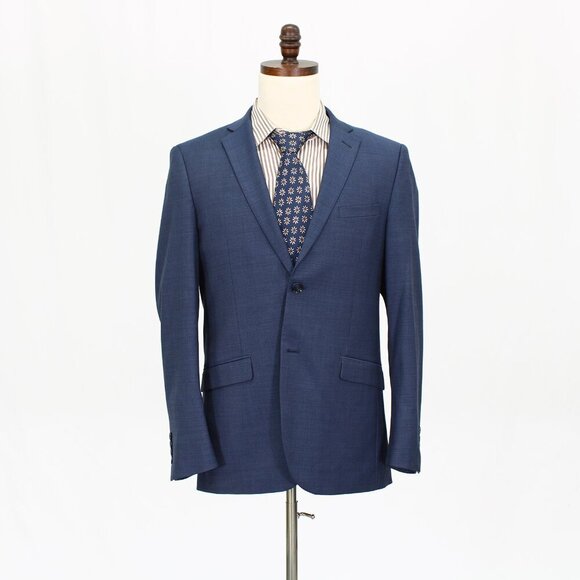 Perry Ellis 40R Blue Solid 2-Button Sport Coat Blazer Jacket G284 - Picture 1 of 11